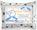 White Tilly & Scotty Pillow - Stars and Stripes Design - Super Soft Organic Cotton Pillowcase - 14x19 Plush Filled Pillows Hypoallergenic - 2-8+ year old Children, Toddlers, Kids, Baby, Travel - Pink, Blue, Grey available